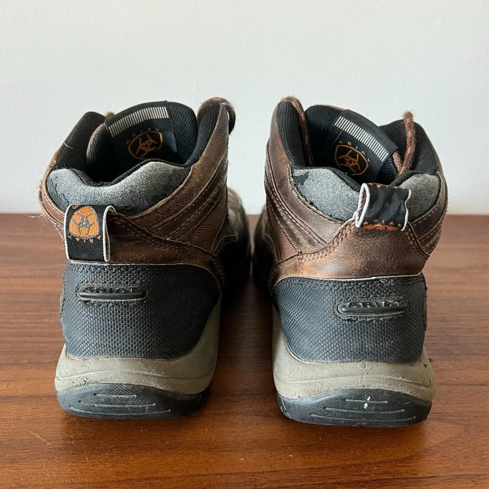 Ariat Steel Toe Work Boots Brown Leather Lace Up Men's Safety Boots Size 10.5